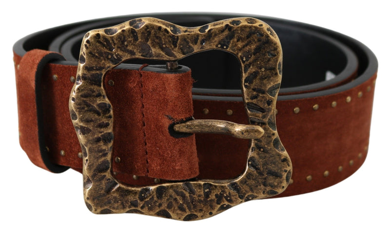 Elegant Suede Leather Belt with Gold Studs Dolce & Gabbana