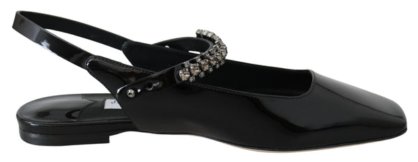 Elegant Black Patent Flats with Crystal Accent Jimmy Choo