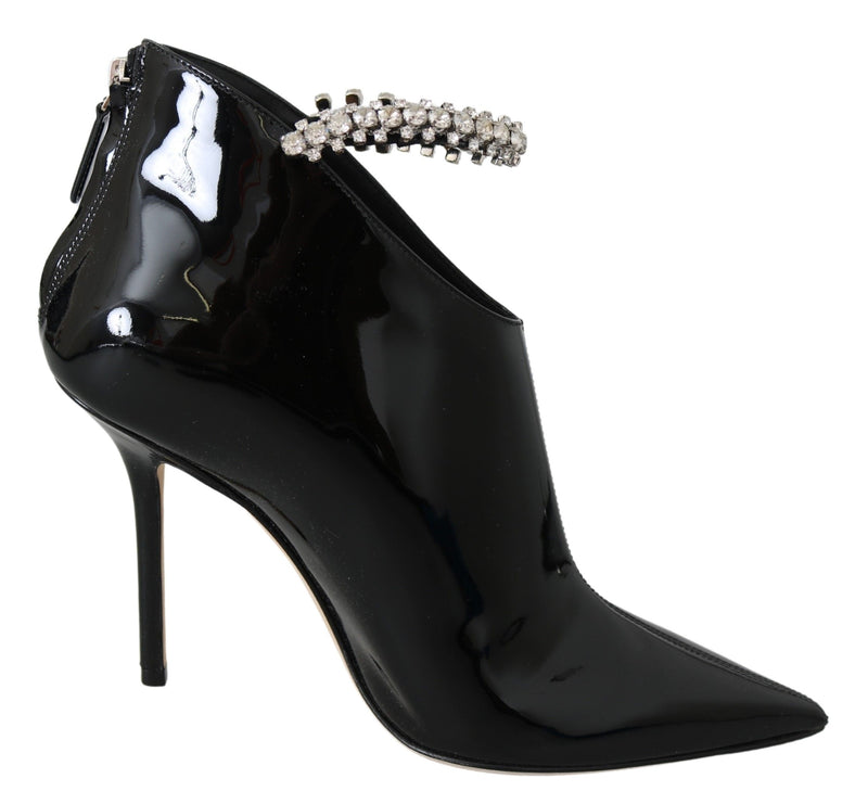 Elegant Black Patent Heeled Boots Jimmy Choo