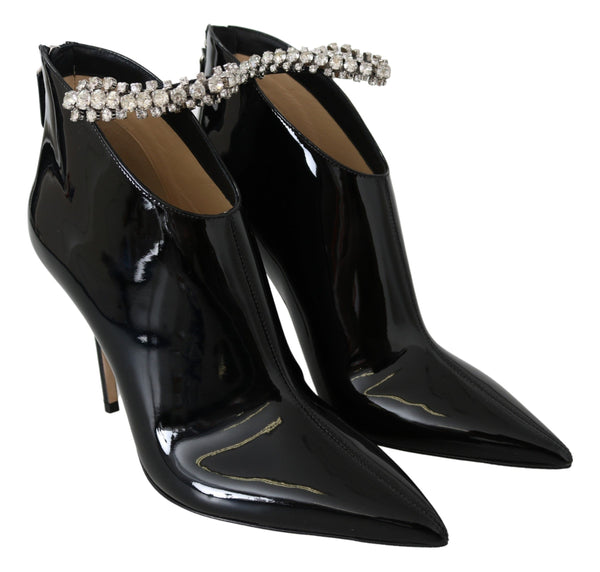 Elegant Black Patent Heeled Boots Jimmy Choo