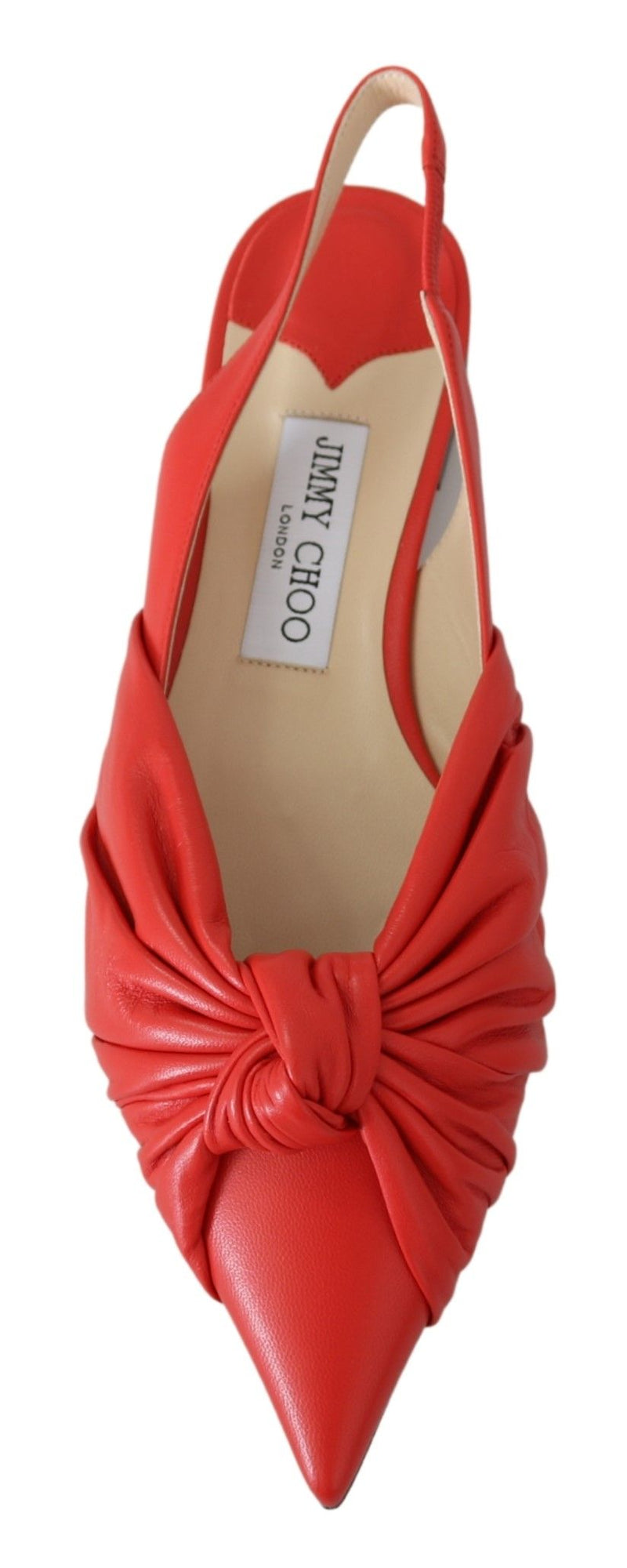 Chic Red Pointed Toe Leather Flats Jimmy Choo