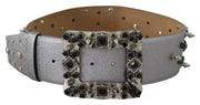 Stunning Silver Leather Crystal-Studded Belt Dolce & Gabbana