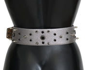 Stunning Silver Leather Crystal-Studded Belt Dolce & Gabbana