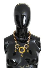 Elegant Gold Floral Crystal Statement Necklace Dolce & Gabbana