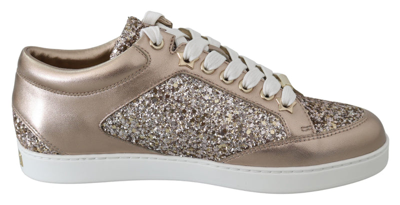 Ballet Pink Glitter Leather Sneakers Jimmy Choo