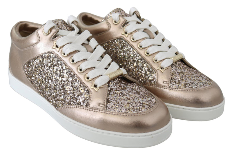 Ballet Pink Glitter Leather Sneakers Jimmy Choo