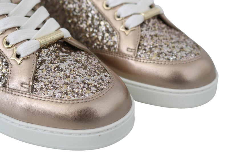 Ballet Pink Glitter Leather Sneakers Jimmy Choo