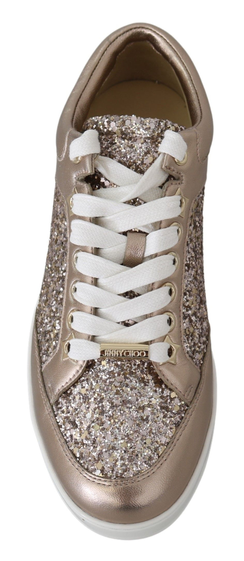 Ballet Pink Glitter Leather Sneakers Jimmy Choo