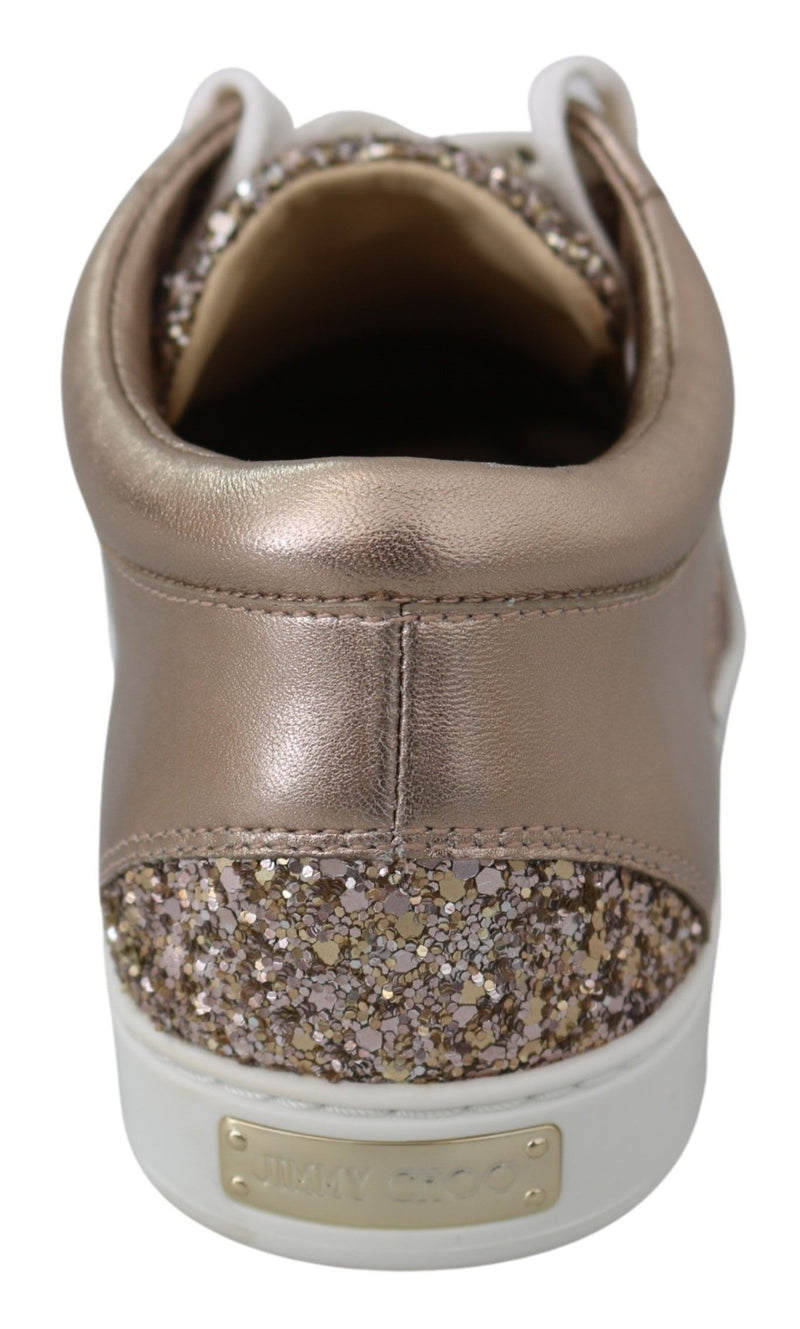 Ballet Pink Glitter Leather Sneakers Jimmy Choo