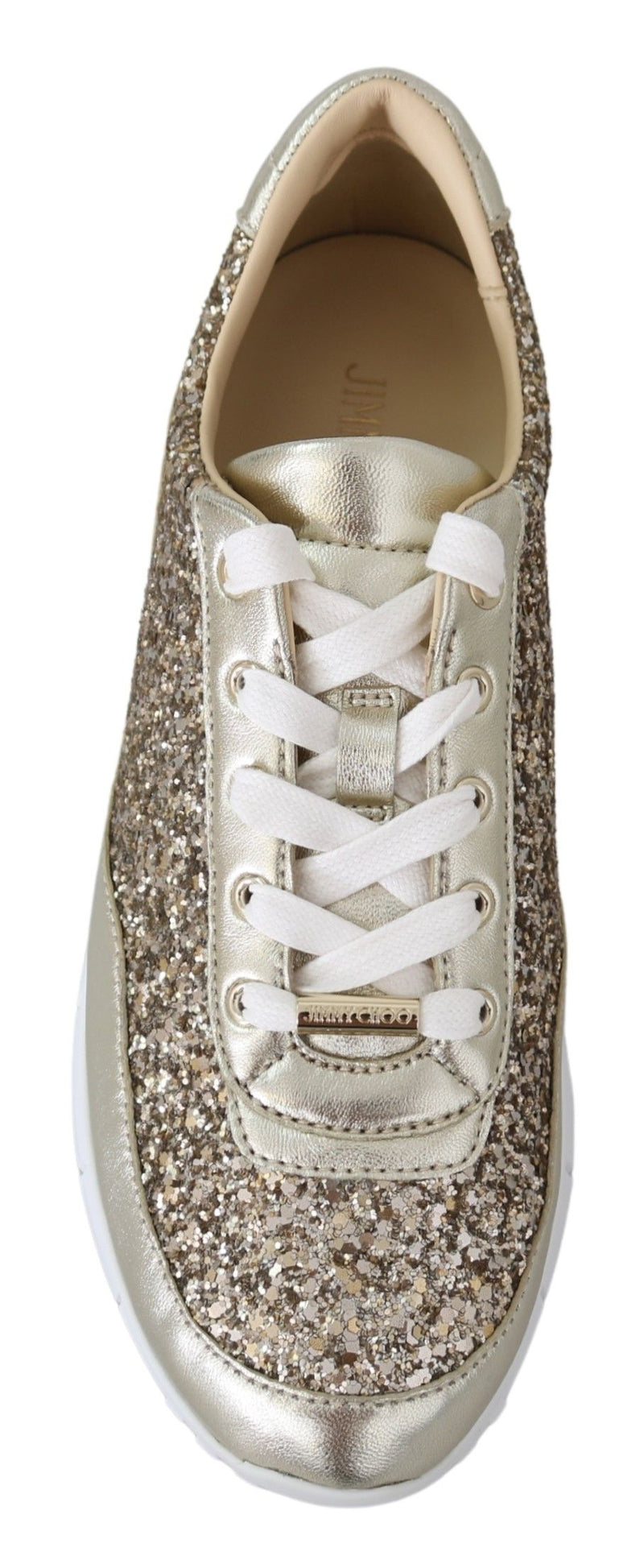 Antique Gold Glitter Leather Sneakers Jimmy Choo