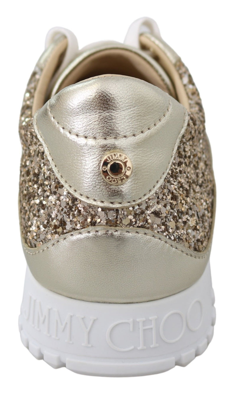 Antique Gold Glitter Leather Sneakers Jimmy Choo