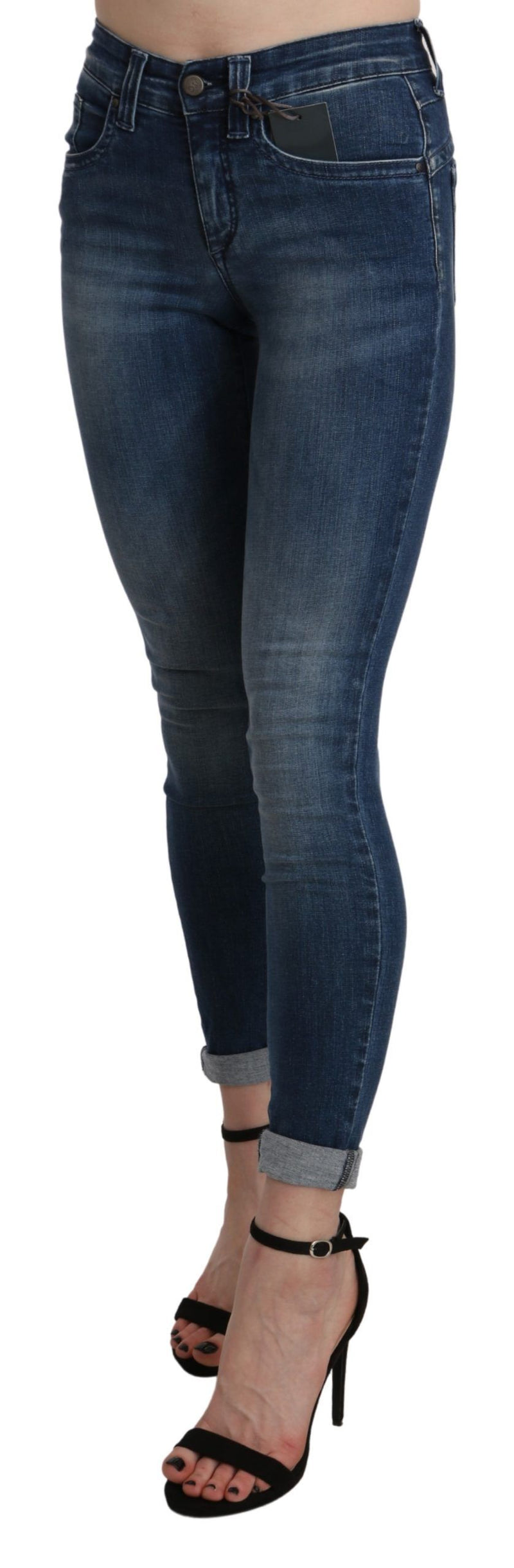 Chic Blue High Waist Cropped Jeans Ermanno Scervino