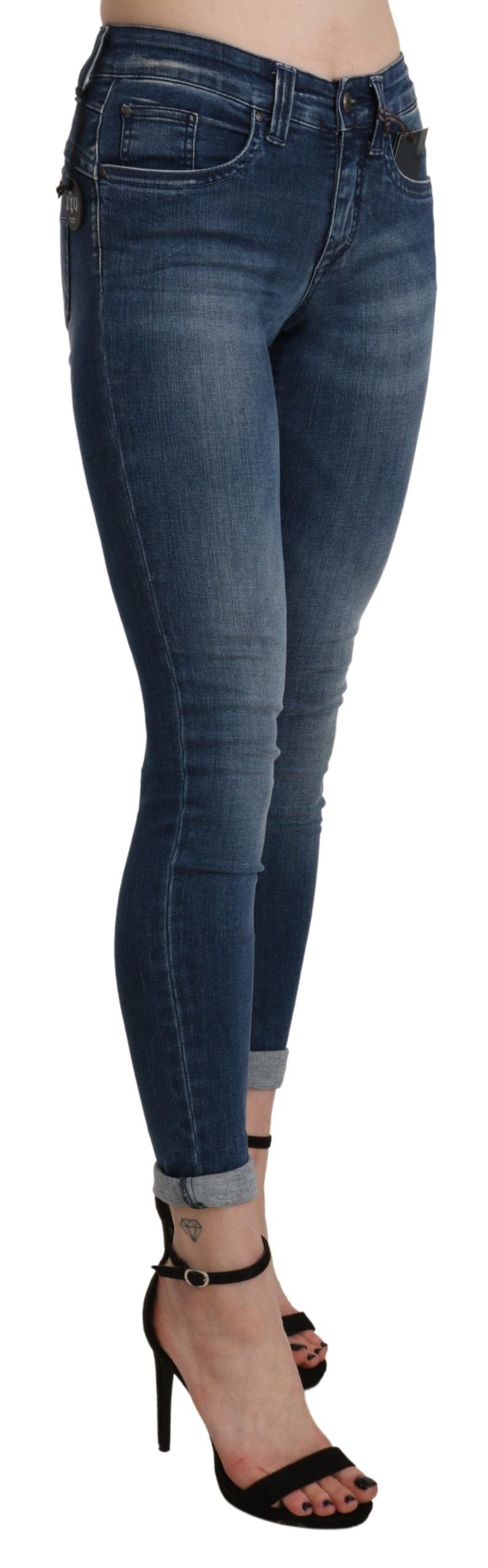 Chic Blue High Waist Cropped Jeans Ermanno Scervino