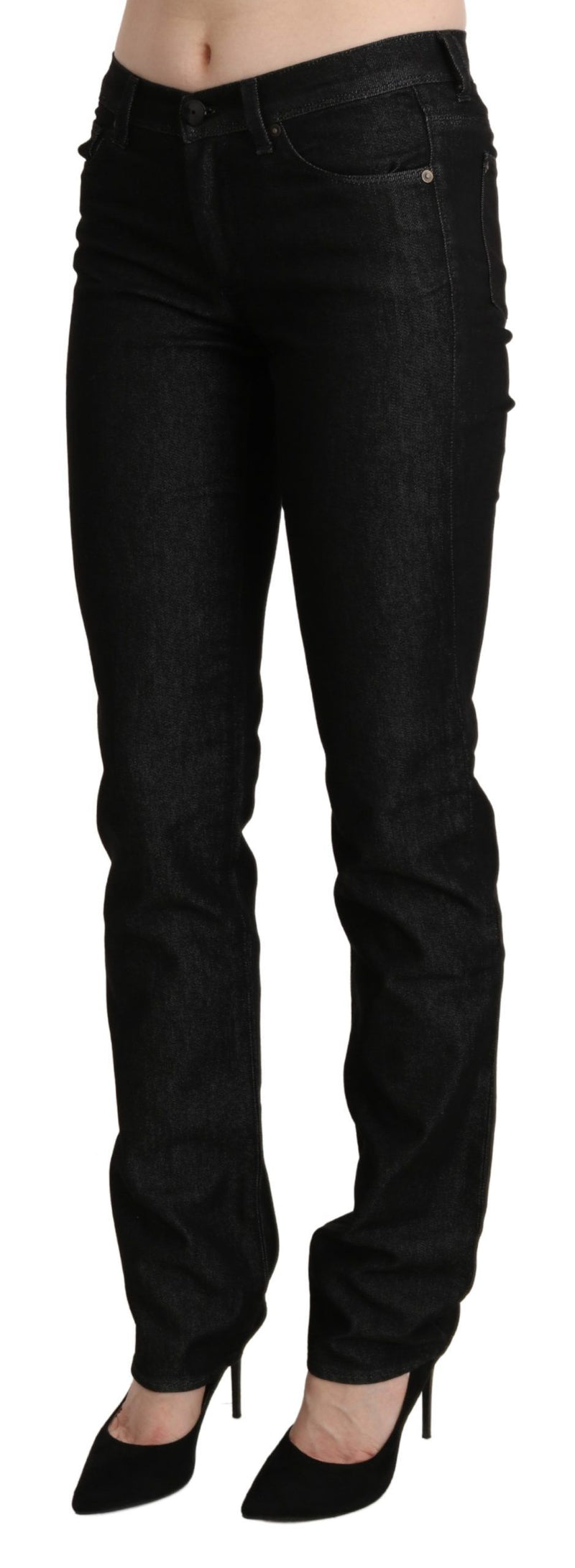 Chic Black Mid Waist Skinny Jeans Ermanno Scervino