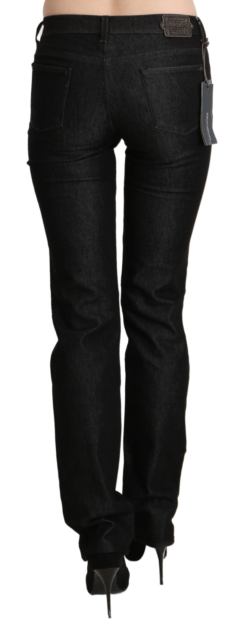 Chic Black Mid Waist Skinny Jeans Ermanno Scervino