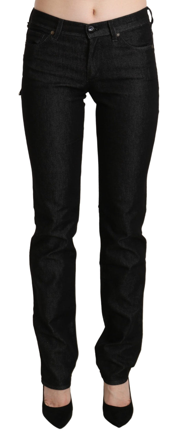 Chic Black Mid Waist Skinny Jeans Ermanno Scervino