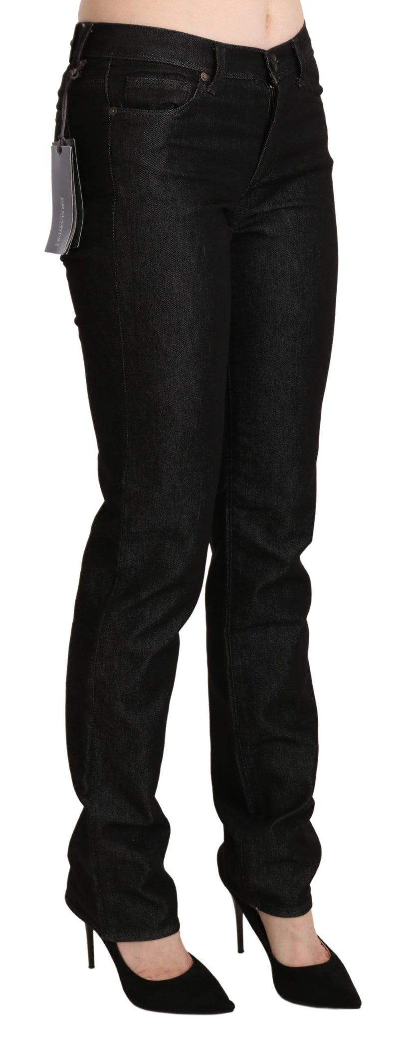 Chic Black Mid Waist Skinny Jeans Ermanno Scervino