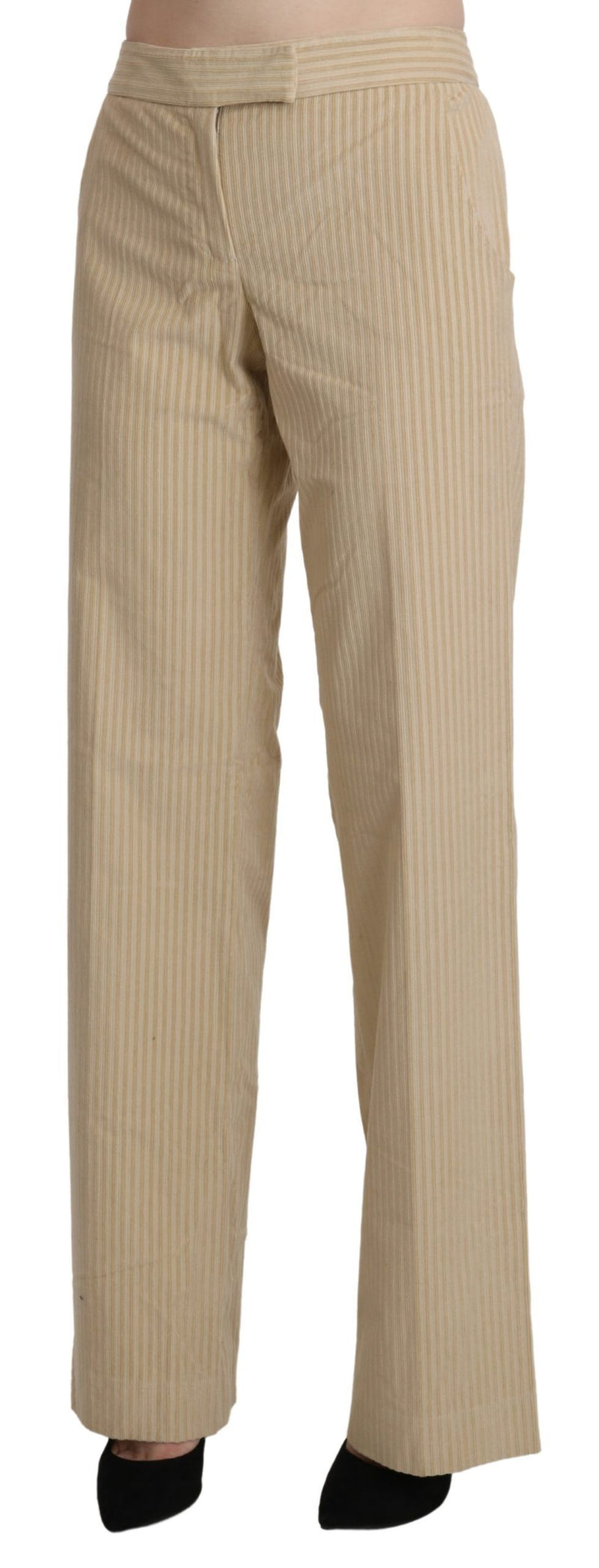 Chic Beige High-Waist Wide Leg Pants Ermanno Scervino