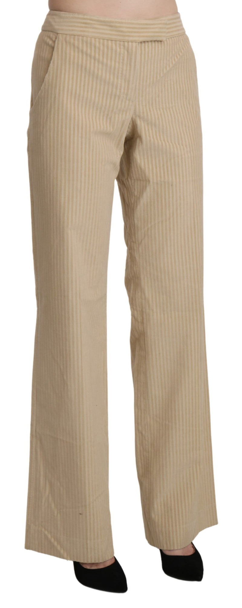 Chic Beige High-Waist Wide Leg Pants Ermanno Scervino