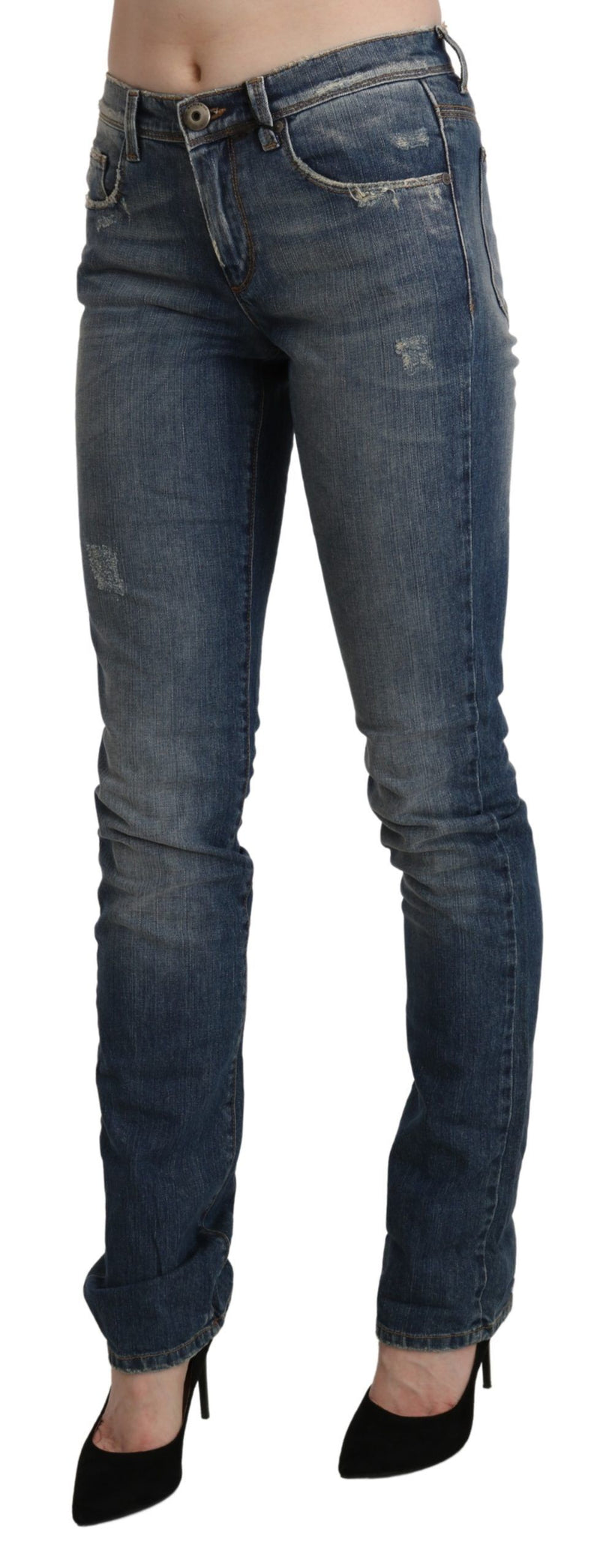 Chic Mid Waist Skinny Denim in Blue Washed Ermanno Scervino