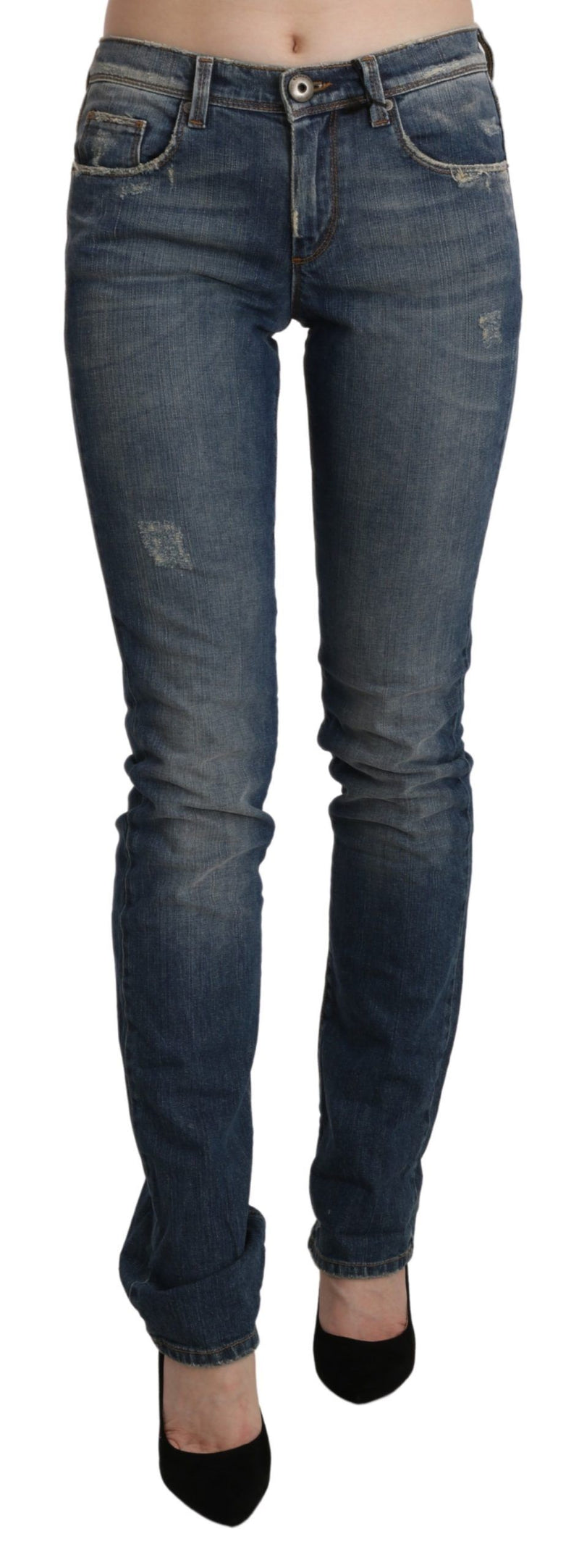 Chic Mid Waist Skinny Denim in Blue Washed Ermanno Scervino