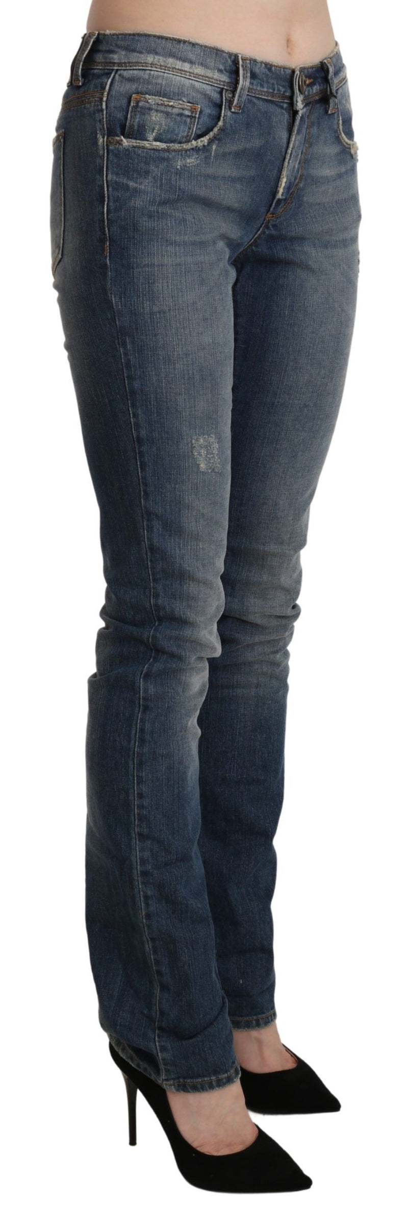 Chic Mid Waist Skinny Denim in Blue Washed Ermanno Scervino