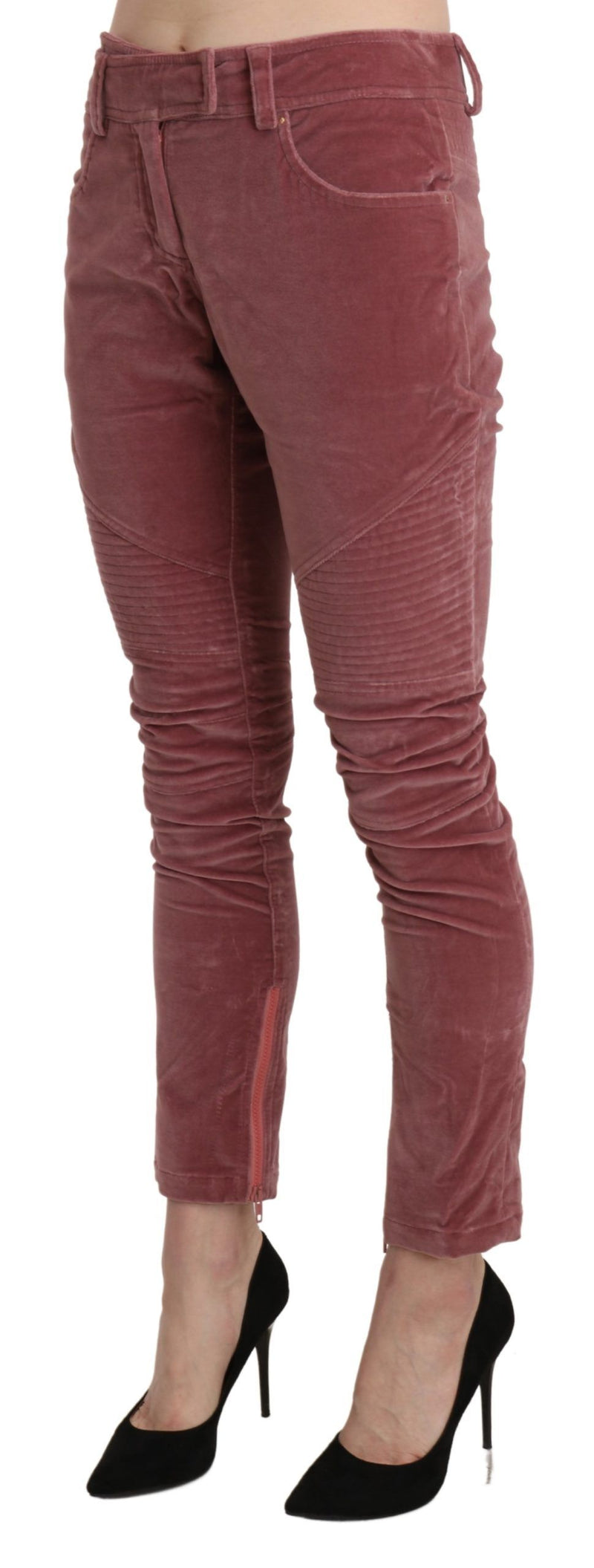 Chic Red Mid Waist Skinny Trousers Ermanno Scervino