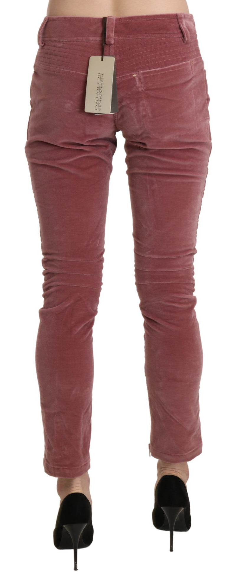 Chic Red Mid Waist Skinny Trousers Ermanno Scervino