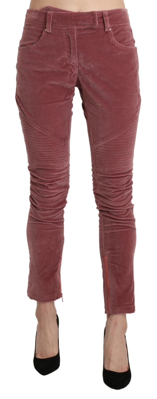 Chic Red Mid Waist Skinny Trousers Ermanno Scervino