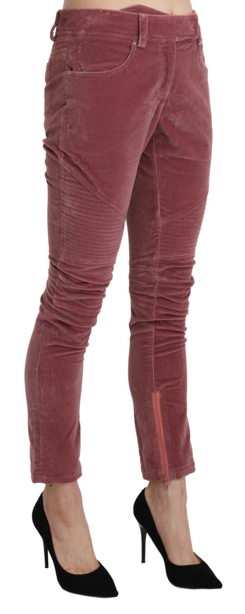 Chic Red Mid Waist Skinny Trousers Ermanno Scervino