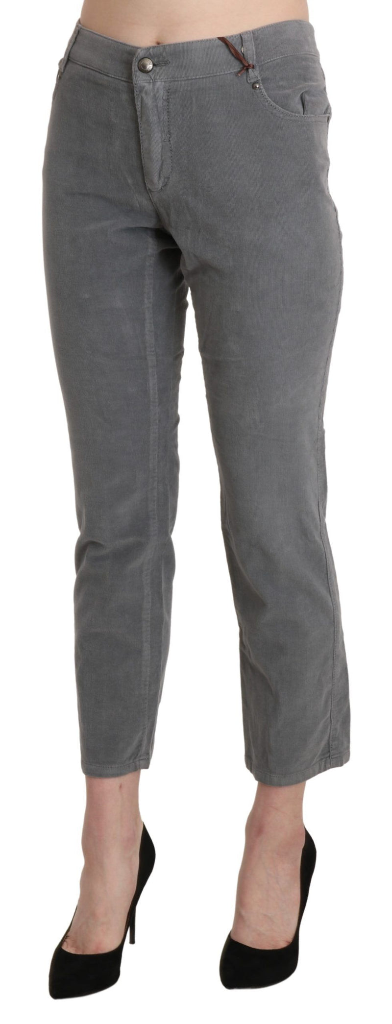 Chic Gray Mid Waist Cropped Trousers Ermanno Scervino