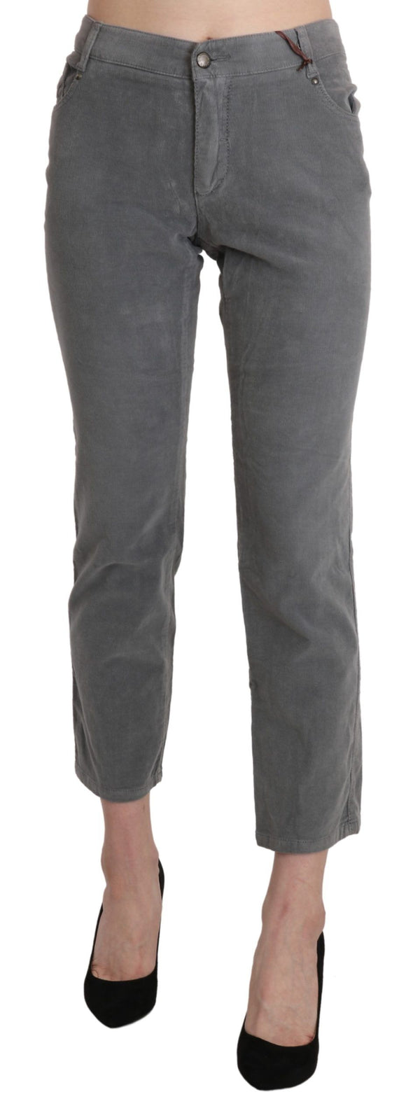 Chic Gray Mid Waist Cropped Trousers Ermanno Scervino