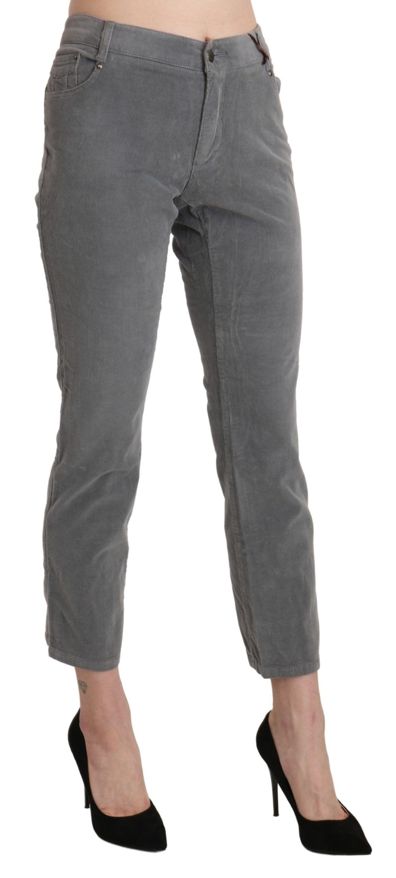 Chic Gray Mid Waist Cropped Trousers Ermanno Scervino