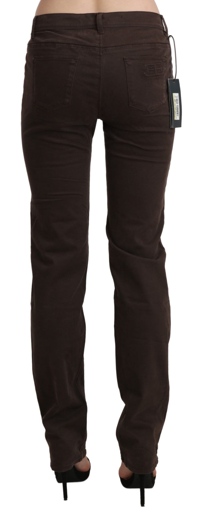 Chic Brown Mid Waist Skinny Trousers Ermanno Scervino