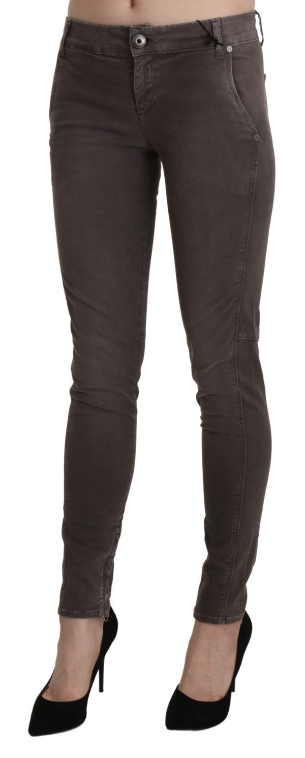 Chic Brown Low Waist Skinny Trousers Ermanno Scervino