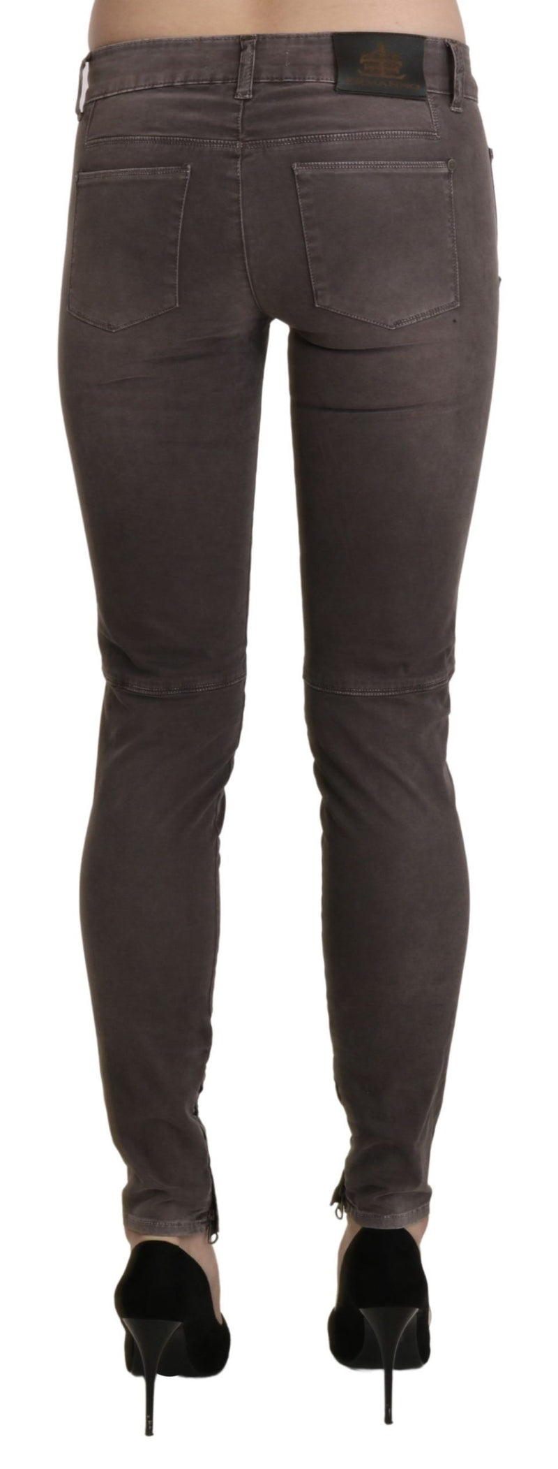 Chic Brown Low Waist Skinny Trousers Ermanno Scervino