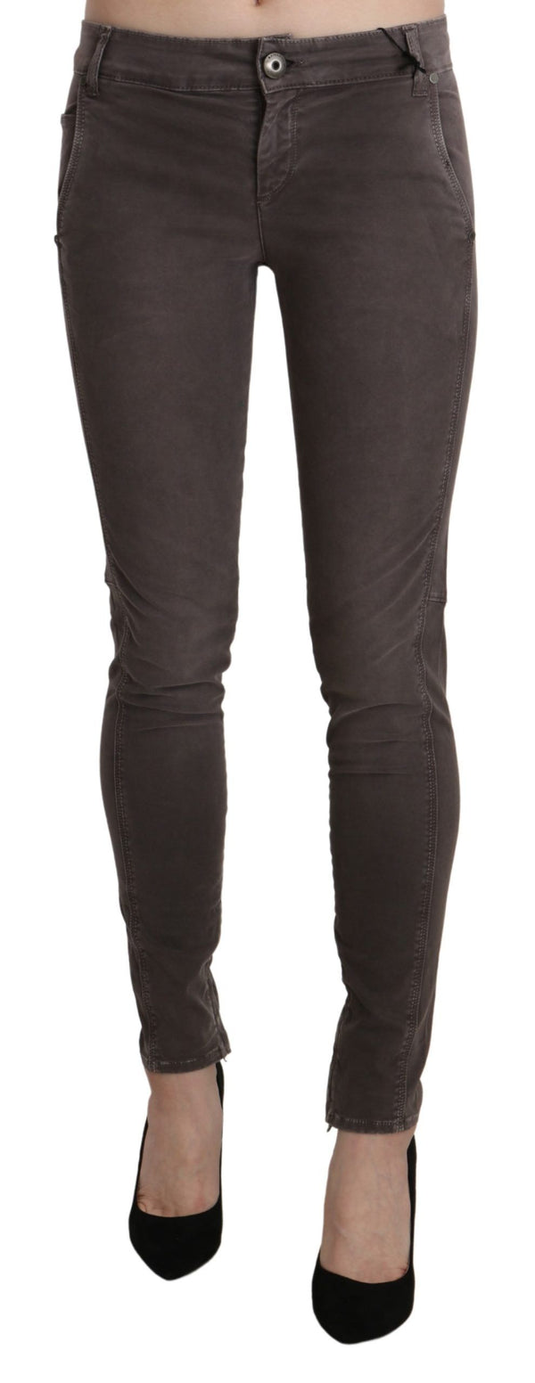 Chic Brown Low Waist Skinny Trousers Ermanno Scervino