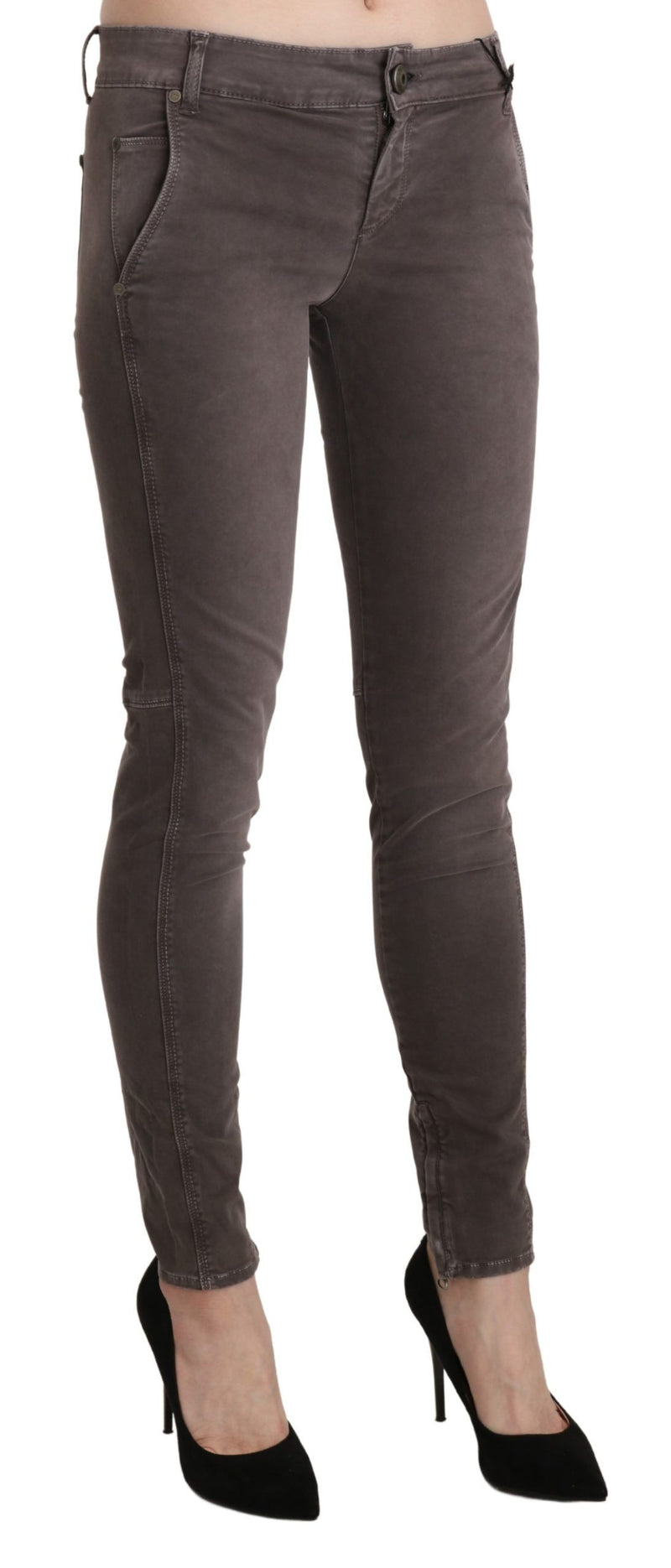 Chic Brown Low Waist Skinny Trousers Ermanno Scervino