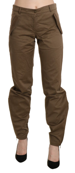 Chic Brown Mid Waist Straight Trousers Ermanno Scervino