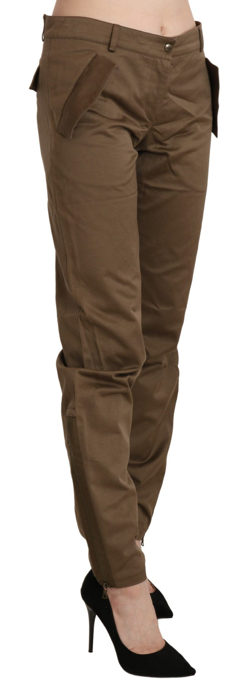 Chic Brown Mid Waist Straight Trousers Ermanno Scervino