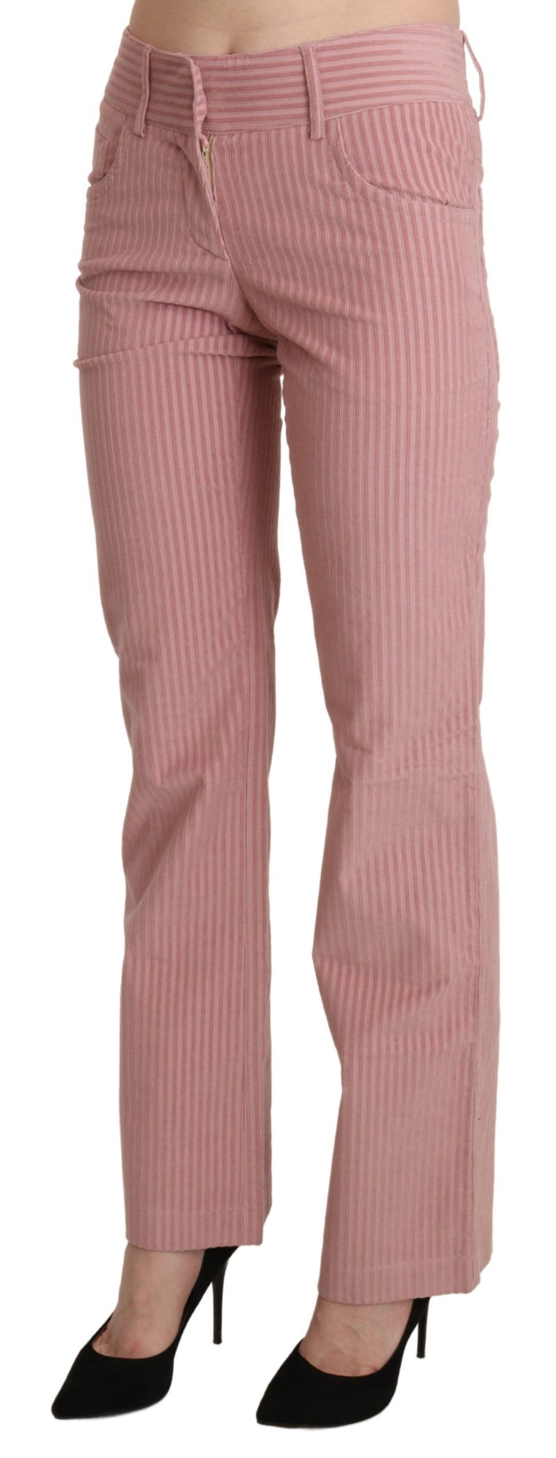 Chic Pink Mid Waist Straight Trousers Ermanno Scervino