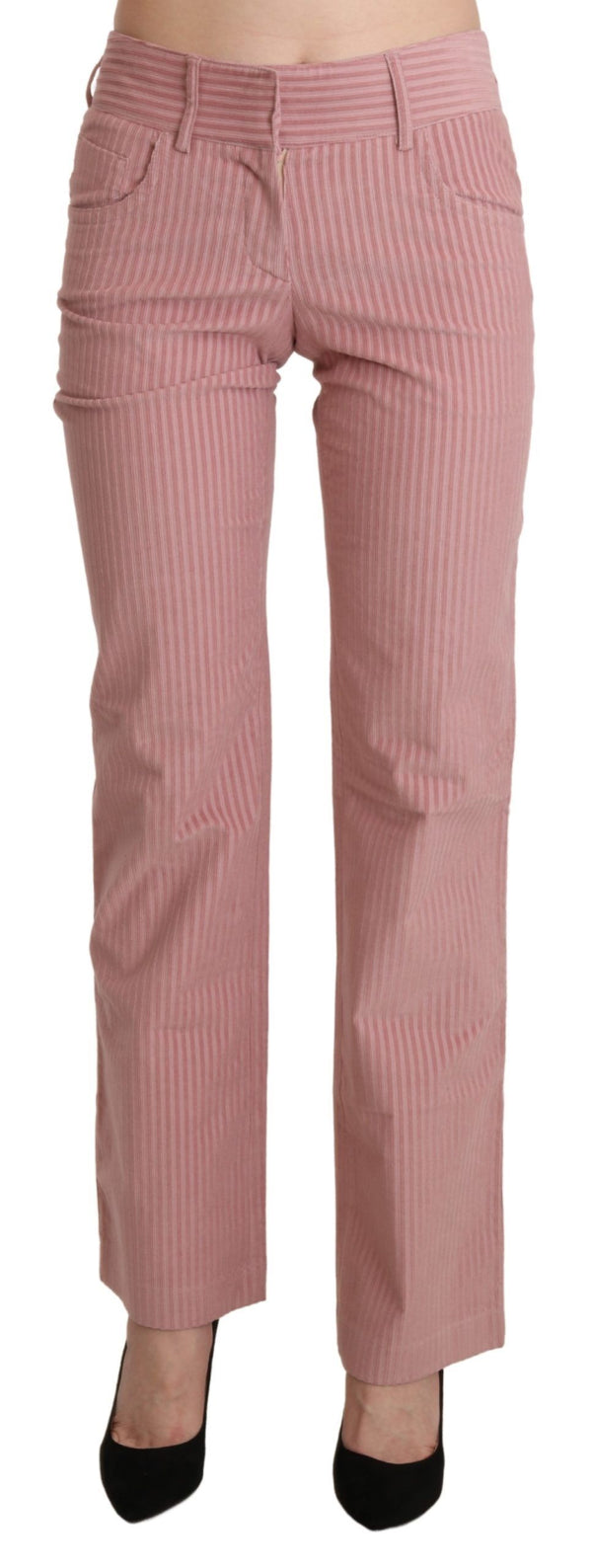 Chic Pink Mid Waist Straight Trousers Ermanno Scervino