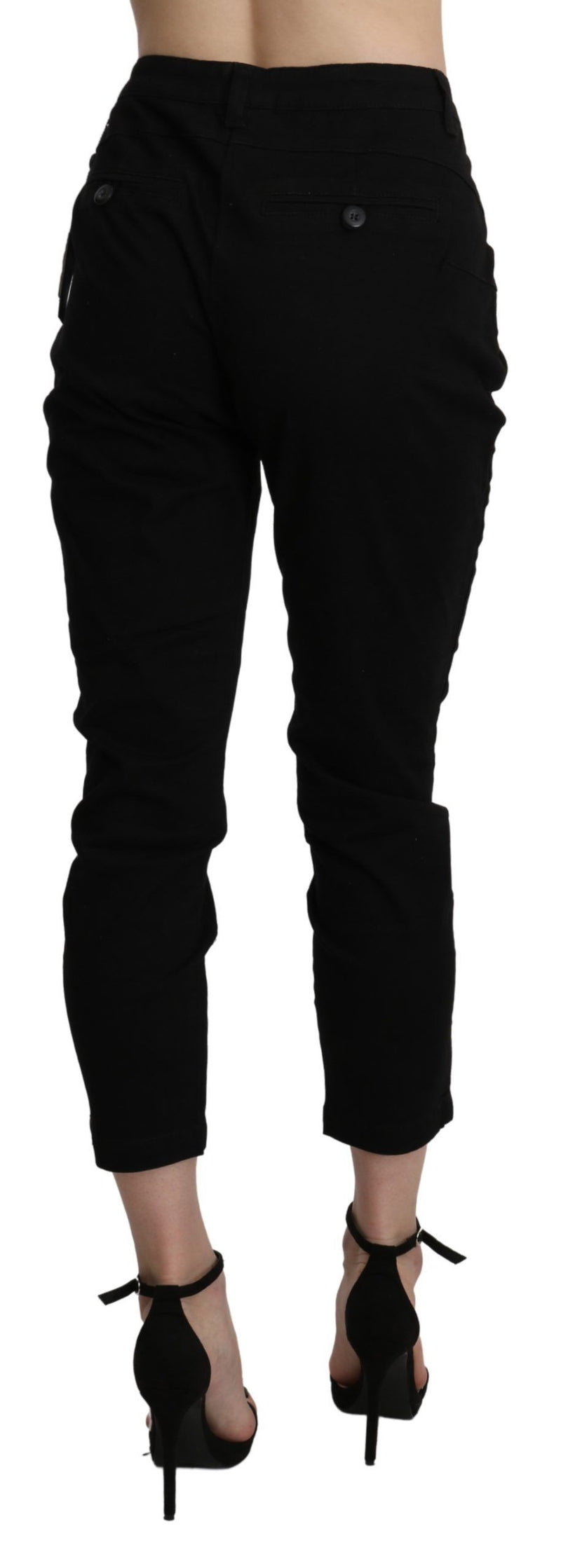 Chic High Waist Cropped Black Jeans Acht