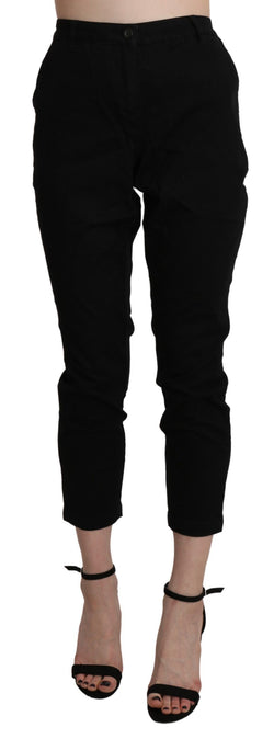 Chic High Waist Cropped Black Jeans Acht