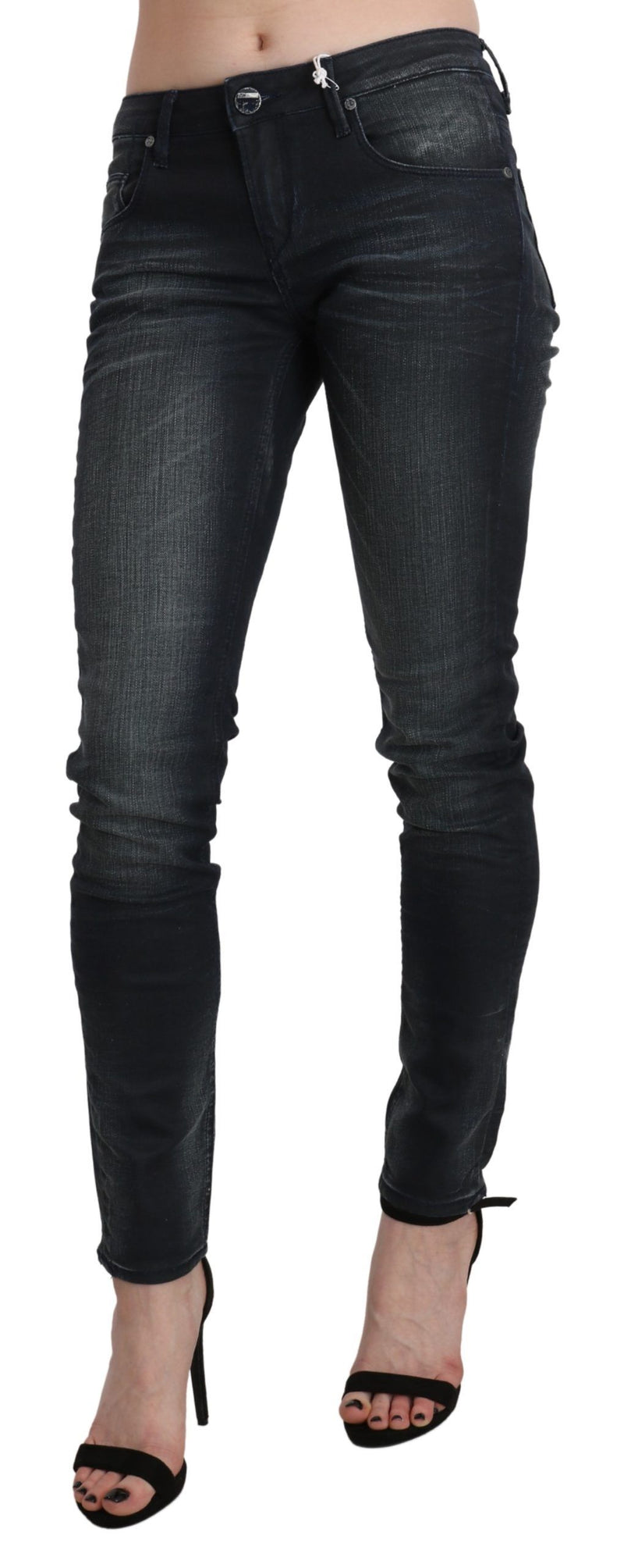 Elegant Low Waist Skinny Black Jeans Acht