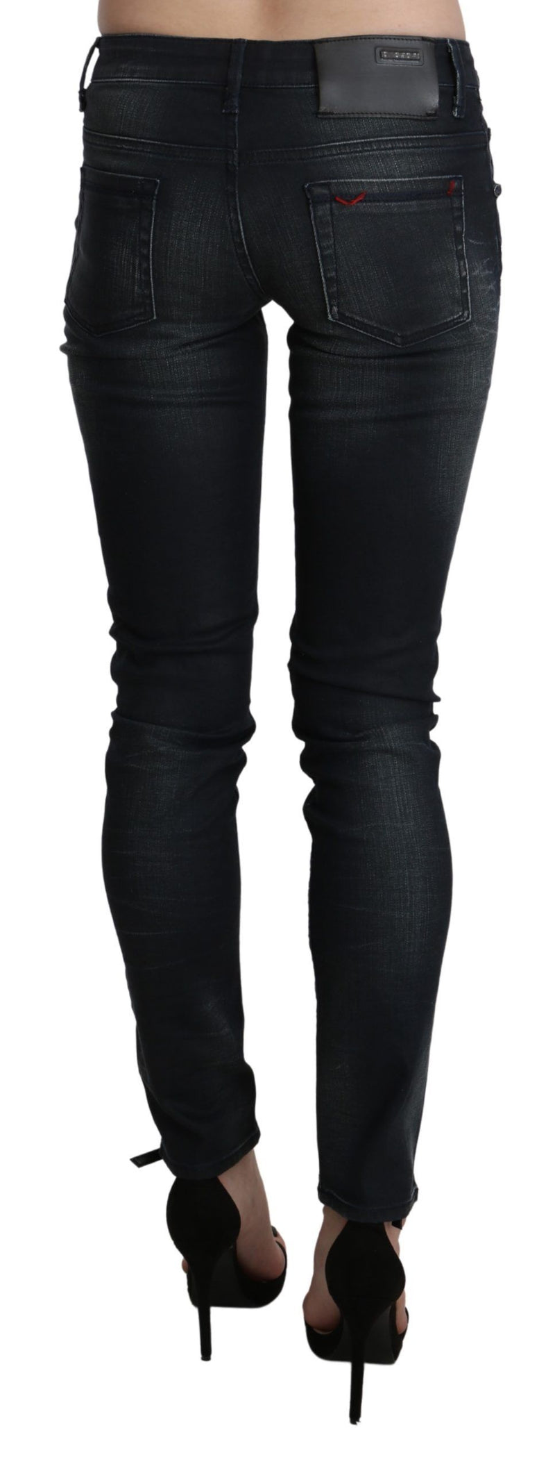 Elegant Low Waist Skinny Black Jeans Acht