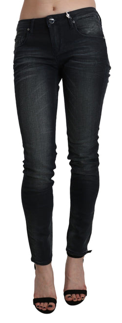 Elegant Low Waist Skinny Black Jeans Acht