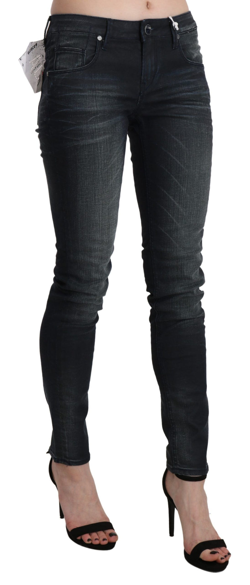 Elegant Low Waist Skinny Black Jeans Acht