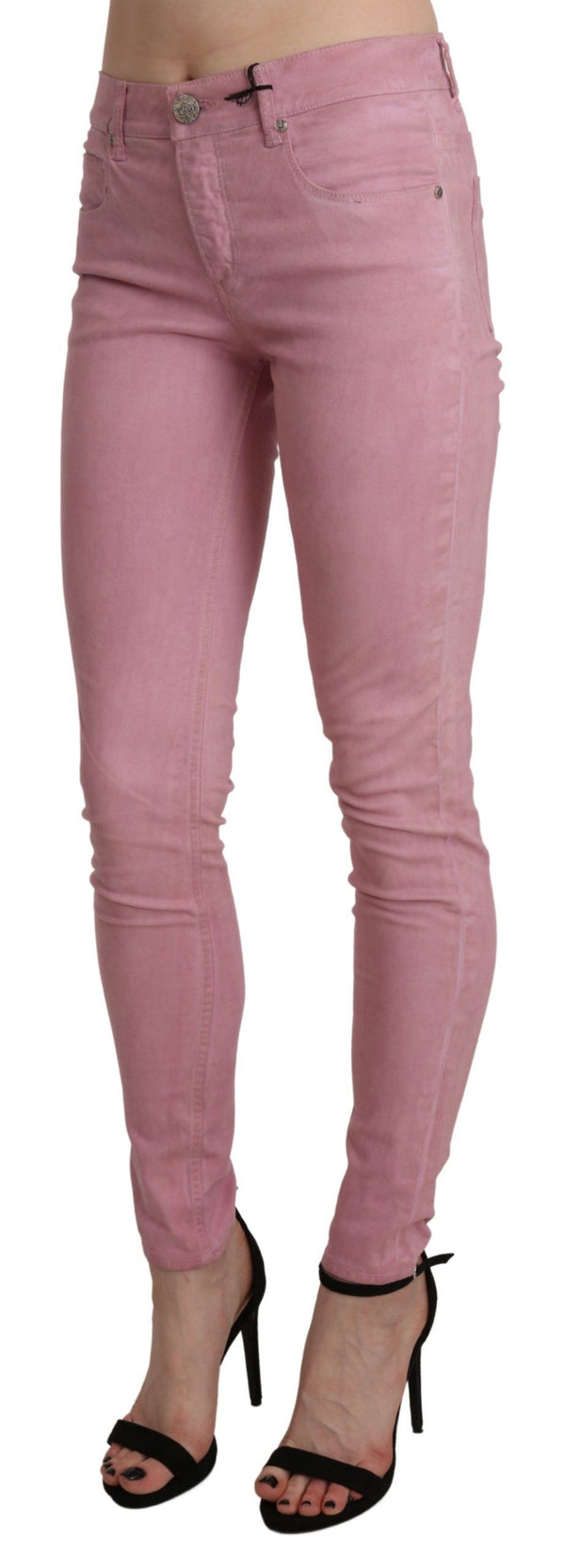 Chic Pink Mid Waist Skinny Jeans Acht