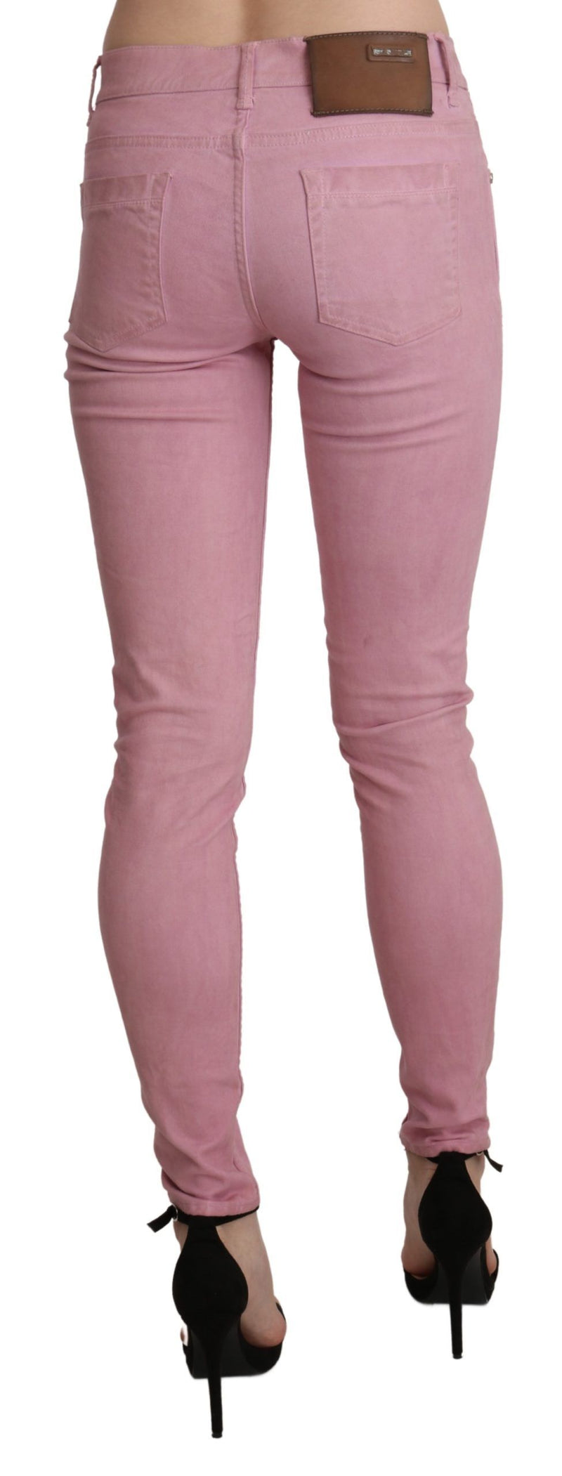 Chic Pink Mid Waist Skinny Jeans Acht